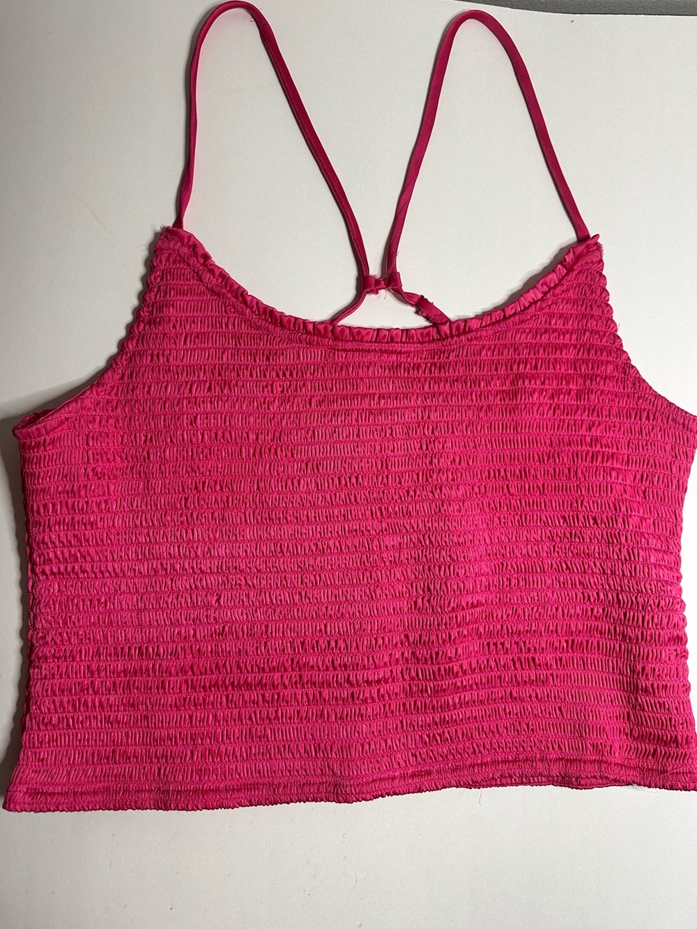 Free People Hot Pink silky Smocked adjustable Cami tank top